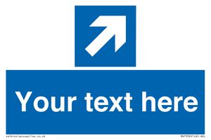 Custom Mandatory directional sign, blue arrow up and right